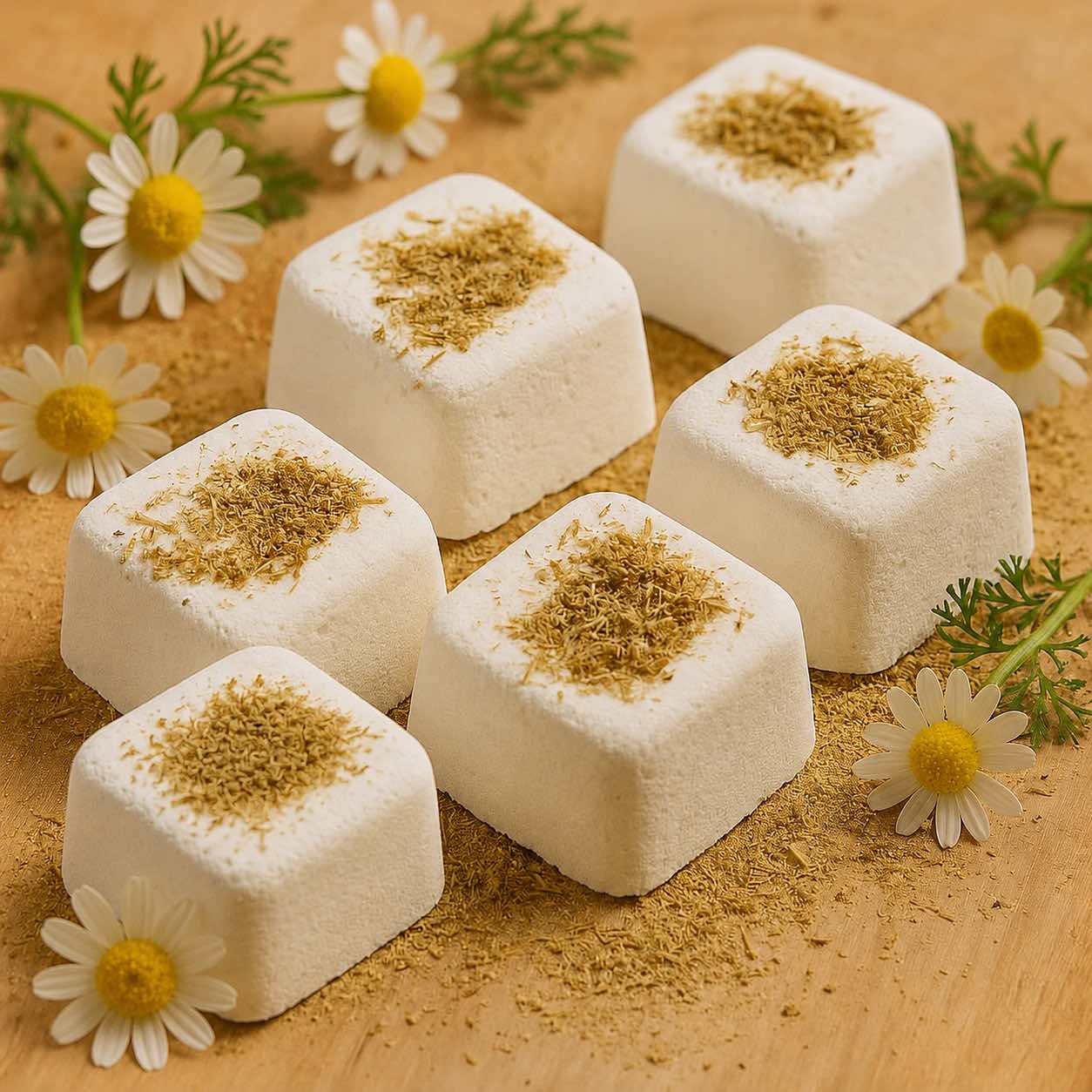 6 Aromatherapy Shower Steamers - Calming - Wintergreen, Frankincense, Cedarwood + Camomile Heads - Bella Forever