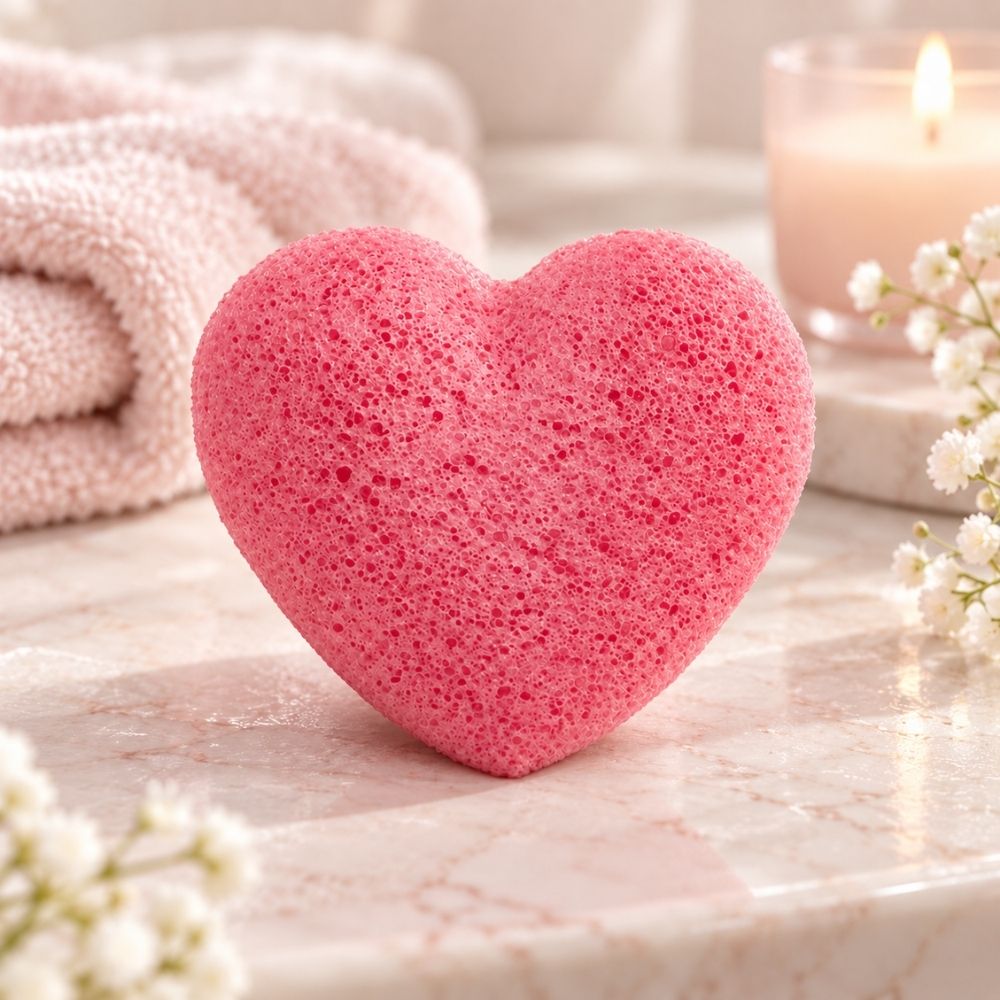 Konjac Heart Sponge – Rose