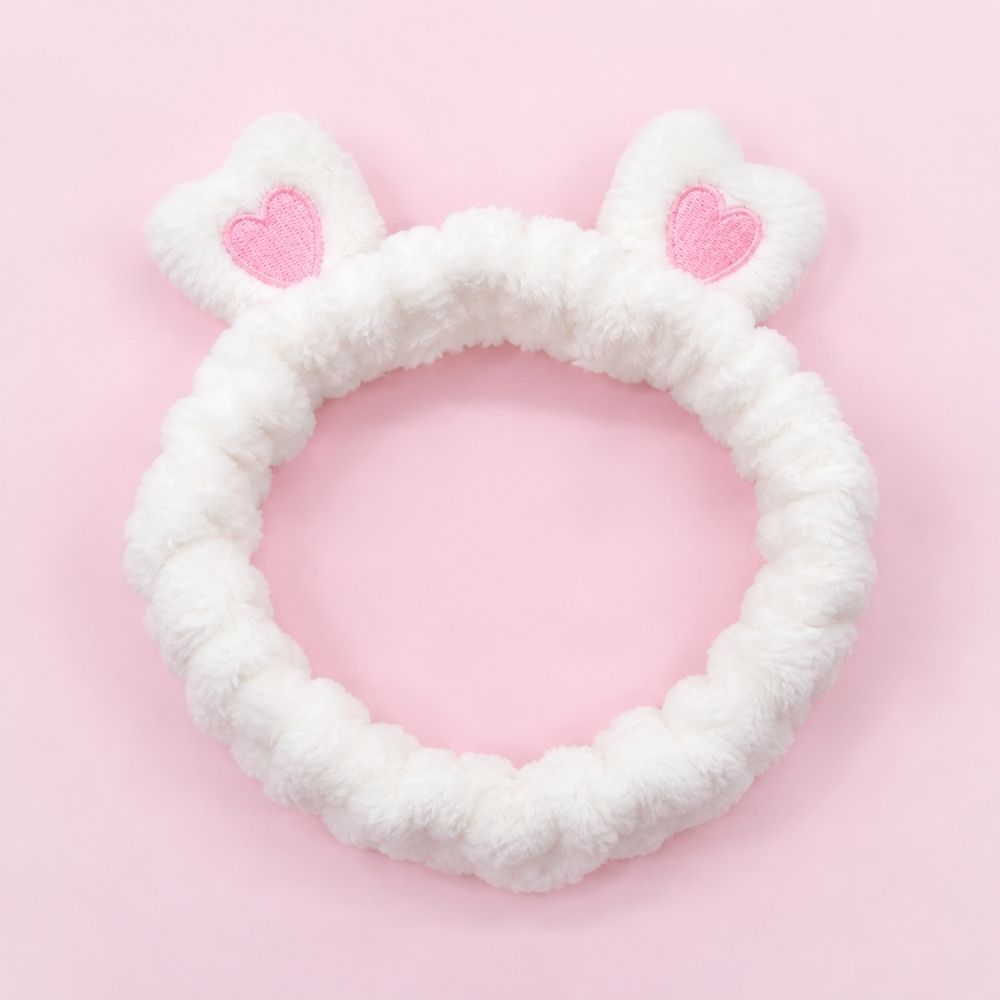 Makeup Headbands - heart ears white
