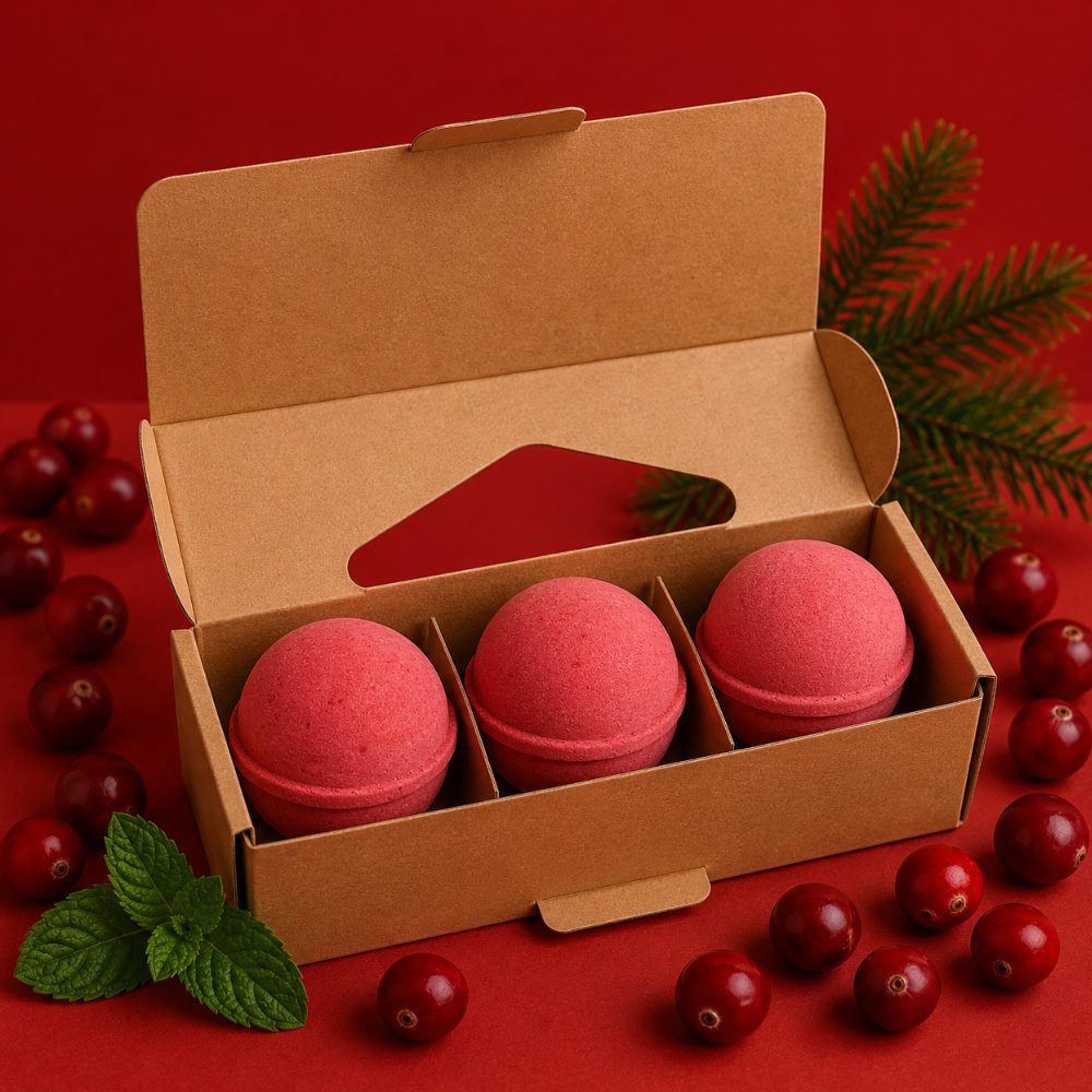 Set of 3 Cranberry Jumbo Bath Bombs