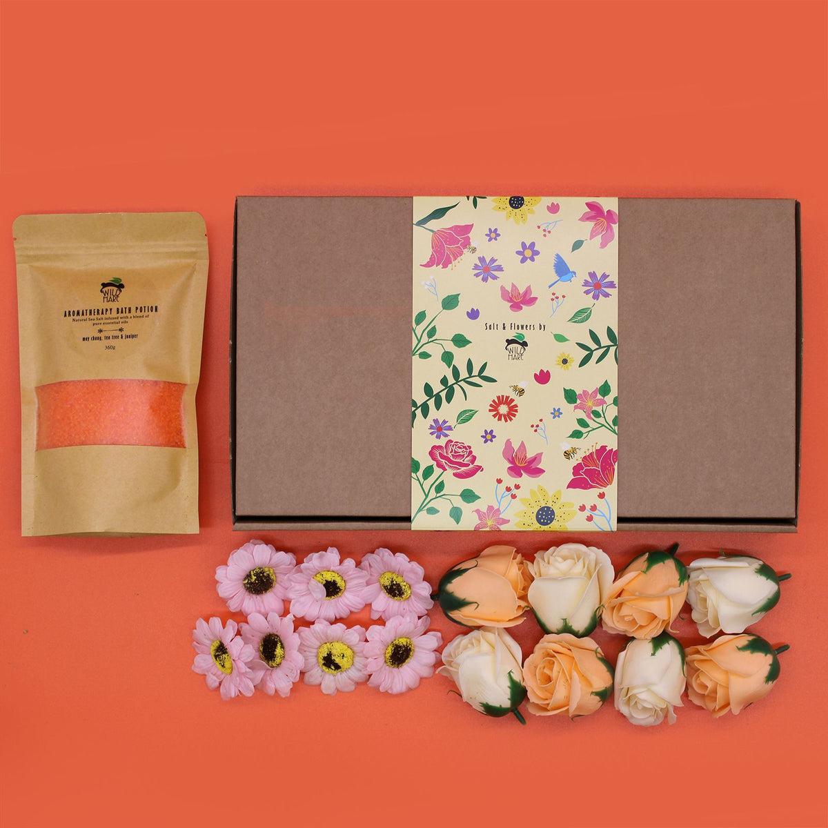 May Chang, Tea Tree & Juniper Bath Salt & Soap Flower Gift Set