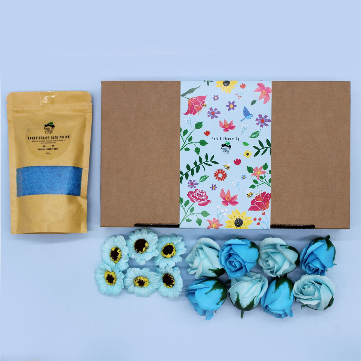 Lavender, Orange & Basil Bath Salt & Soap Flower Gift Set