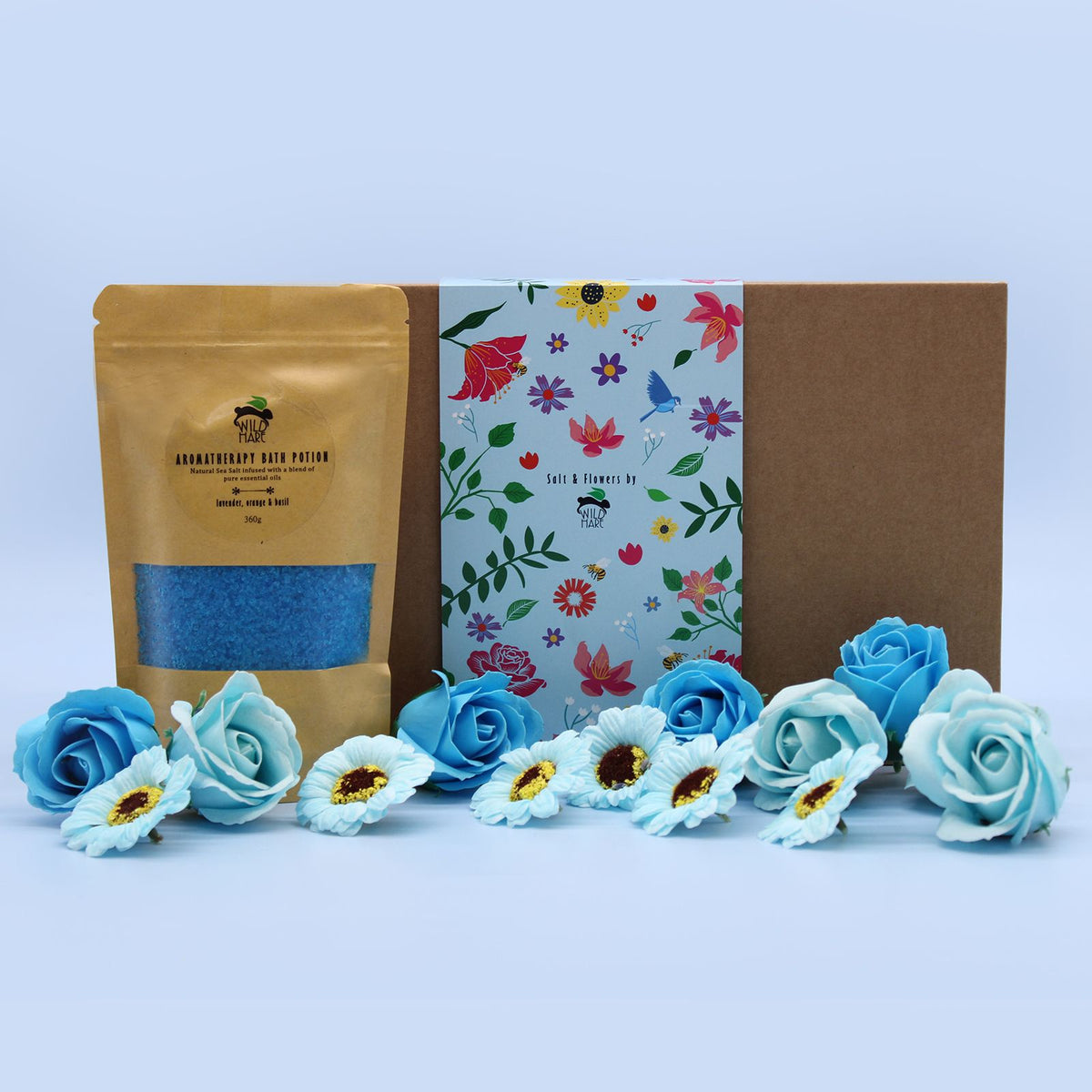 Lavender, Orange & Basil Bath Salt & Soap Flower Gift Set