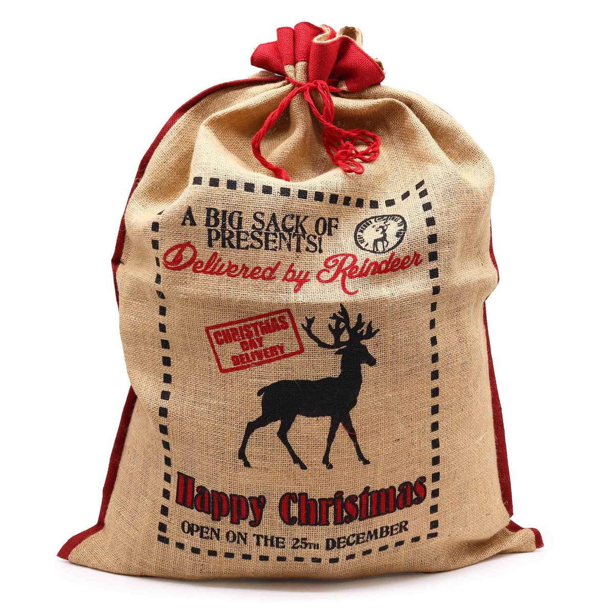 Delivered By Reindeer Christmas Jute Sack - Bella Forever