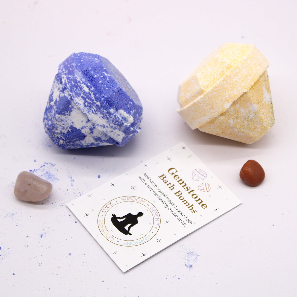 Gemstone Bath Bomb with Crystal Surprise – White & Red - Bella Forever