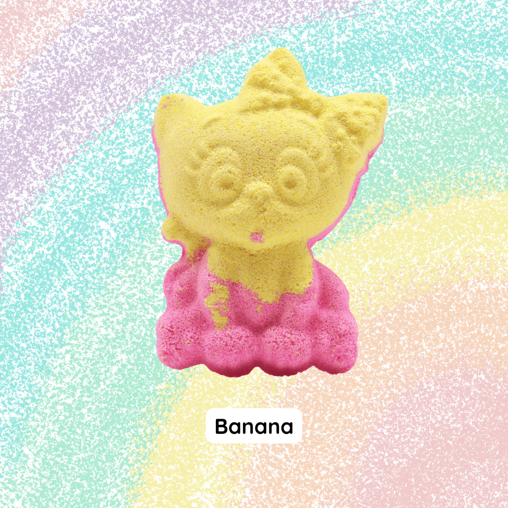 Kids Bath Bomb for Sensitive Skin – Banana Kitty Cat Fizzy - Bella Forever