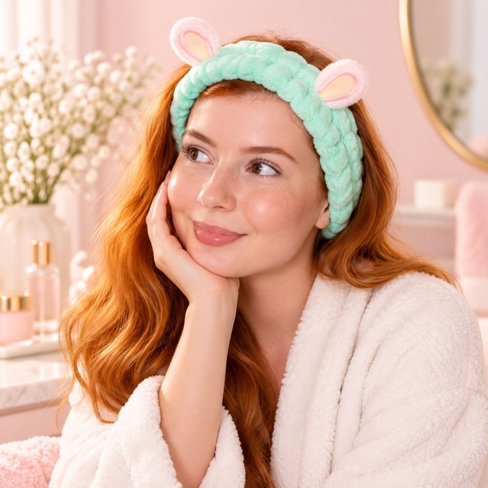model wearing Cute Makeup Headbands - Hearts & Ears