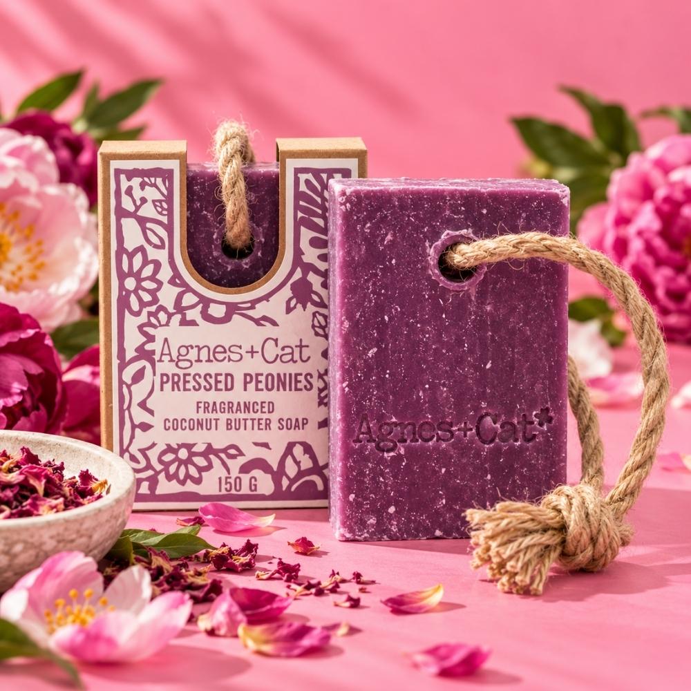 Pressed Peonies Soap on a Rope | Floral Hanging Soap - Bella Forever