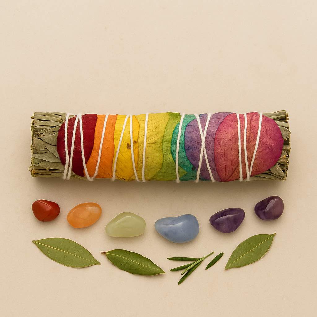 Smudge Stick - 7 Chakras Rose Petals Sage - Bella Forever