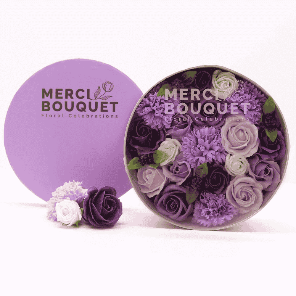 Soap Flower Gift Box - Purple Rose & Carnation - Bella Forever