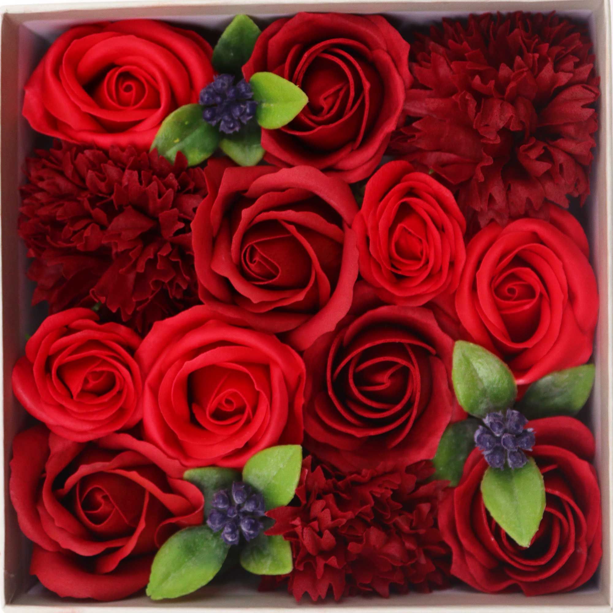 Square Soap Flower Gift Box - Classic Red Roses - Bella Forever