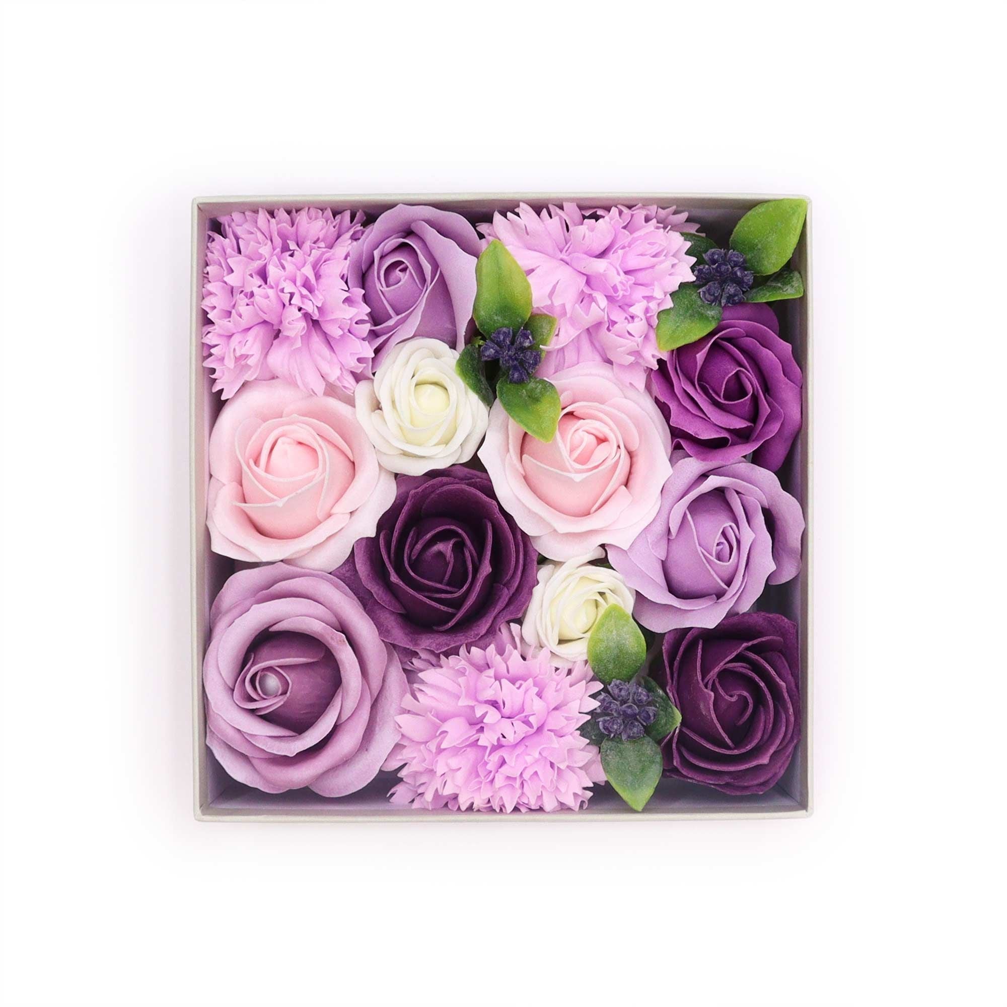 Square Soap Flower Gift Box - Lavender Rose & Carnation - Bella Forever