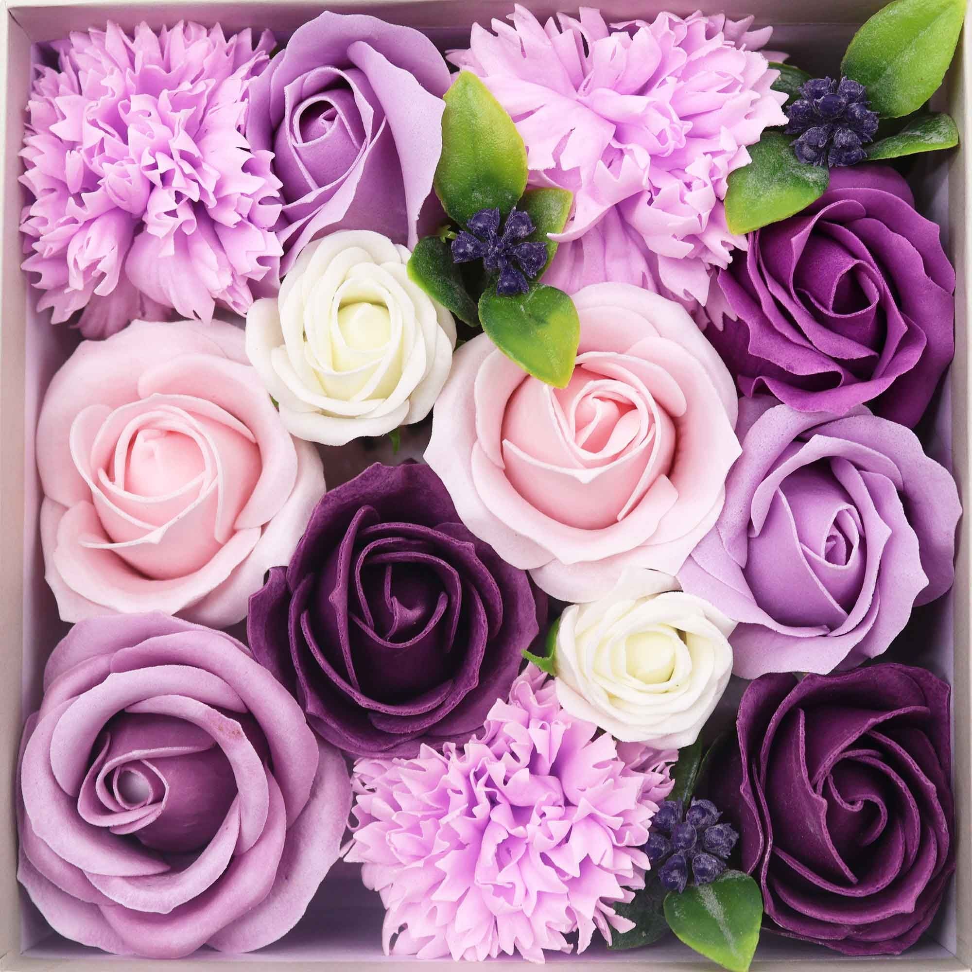 Square Soap Flower Gift Box - Lavender Rose & Carnation - Bella Forever