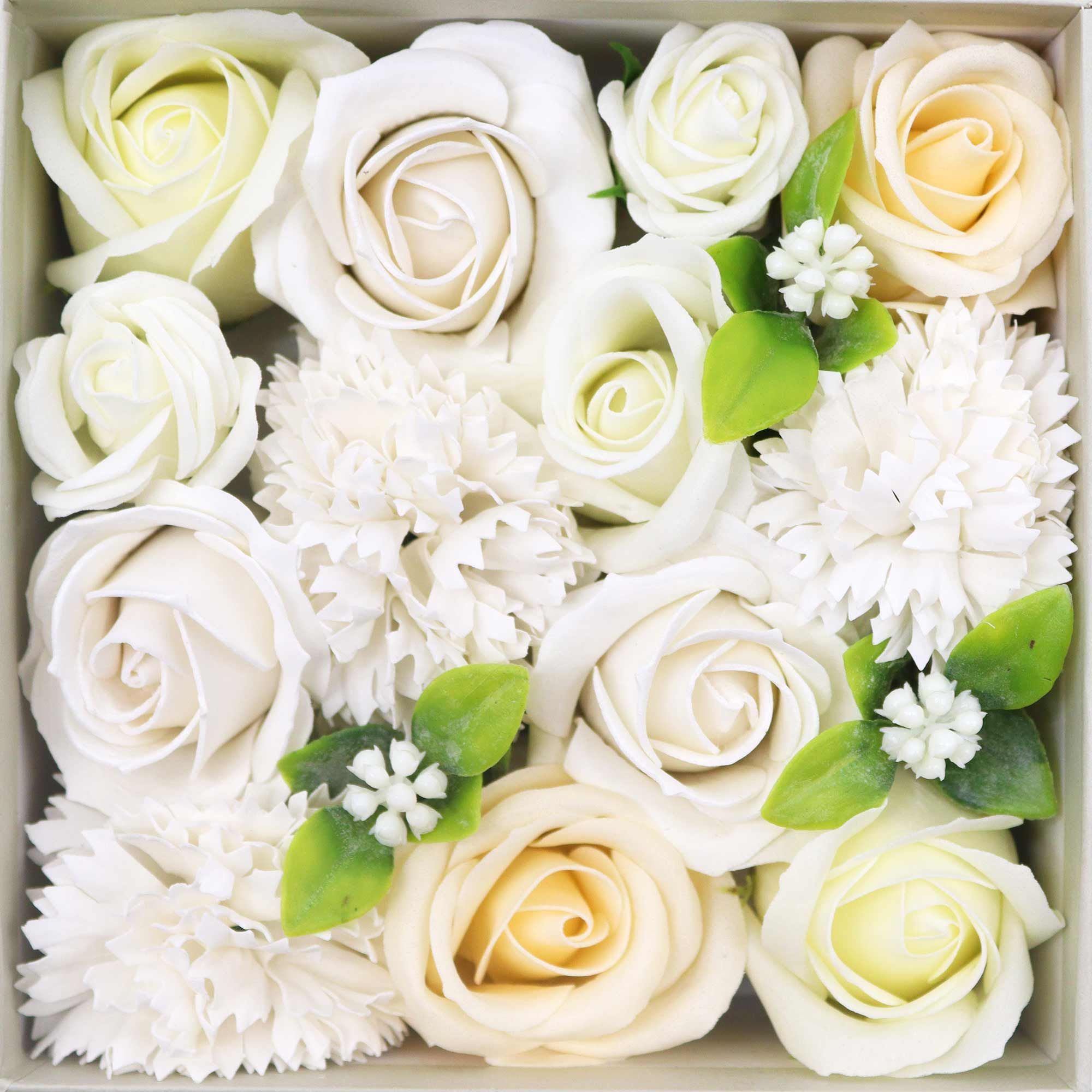 Square Soap Flower Gift Box - White & Ivory Wedding Blessings - Bella Forever