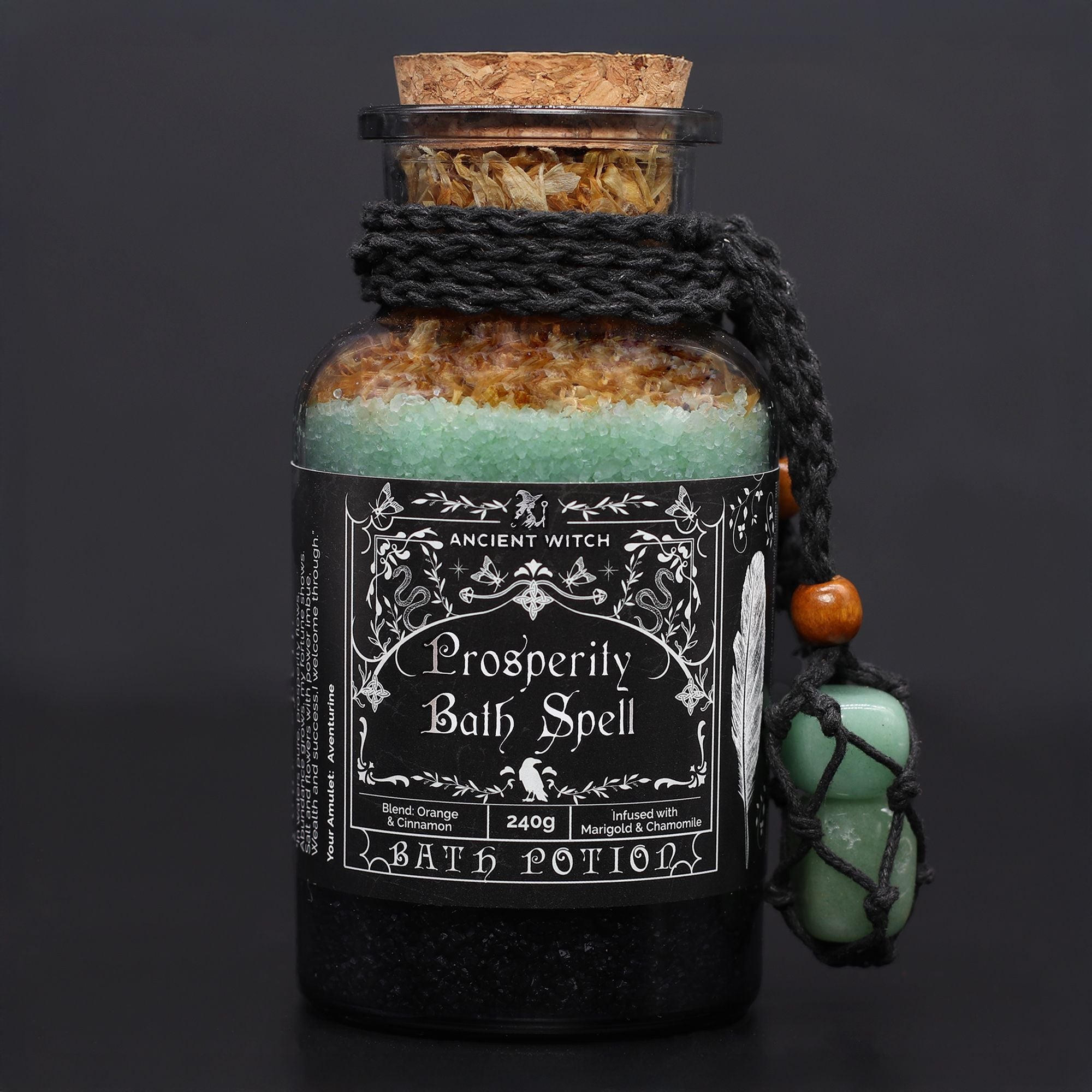 Witch Bath Spell Potion & Aventurine Crystal Amulet - Prosperity