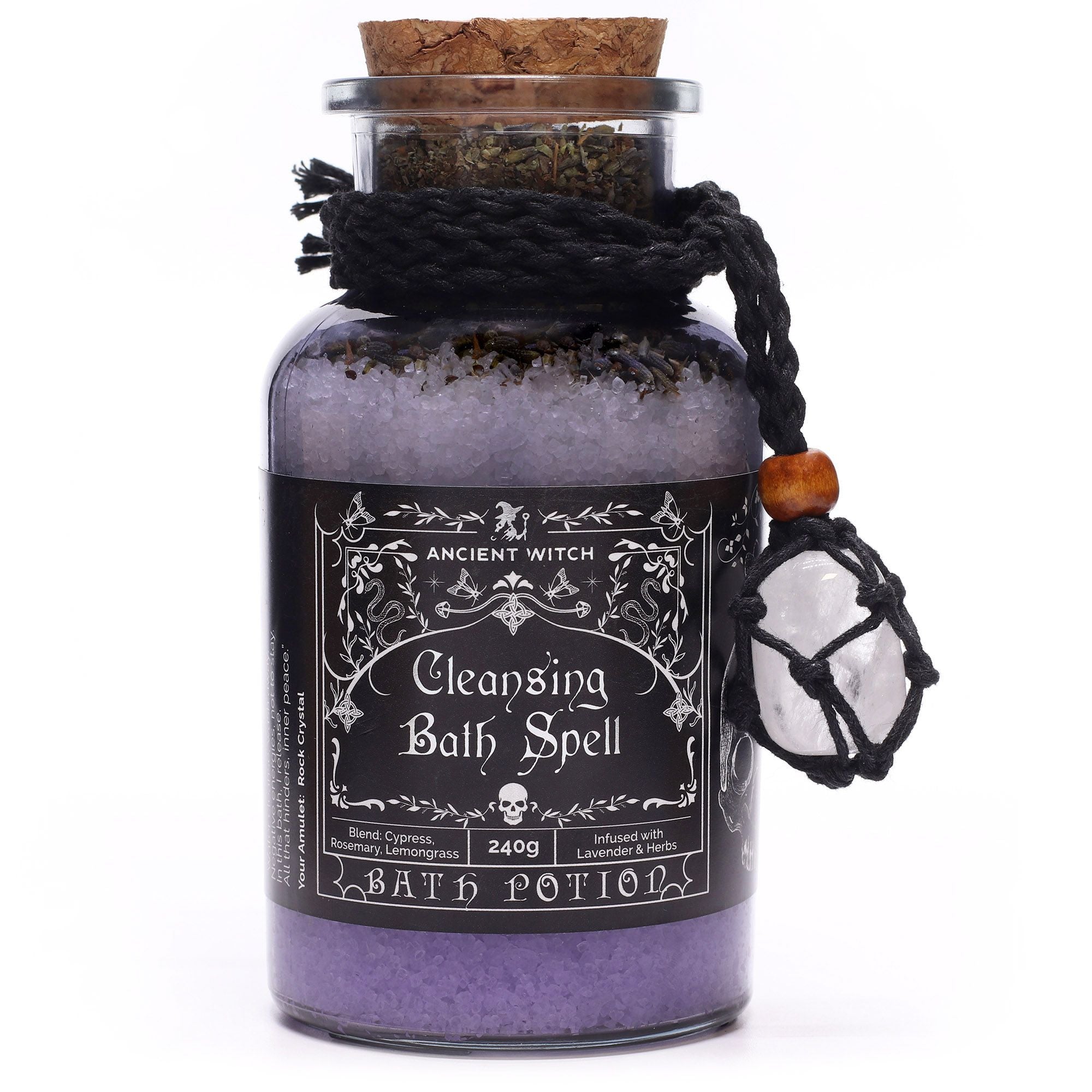 Witch Bath Spell Potion & Rock Crystal Amulet - Cleansing