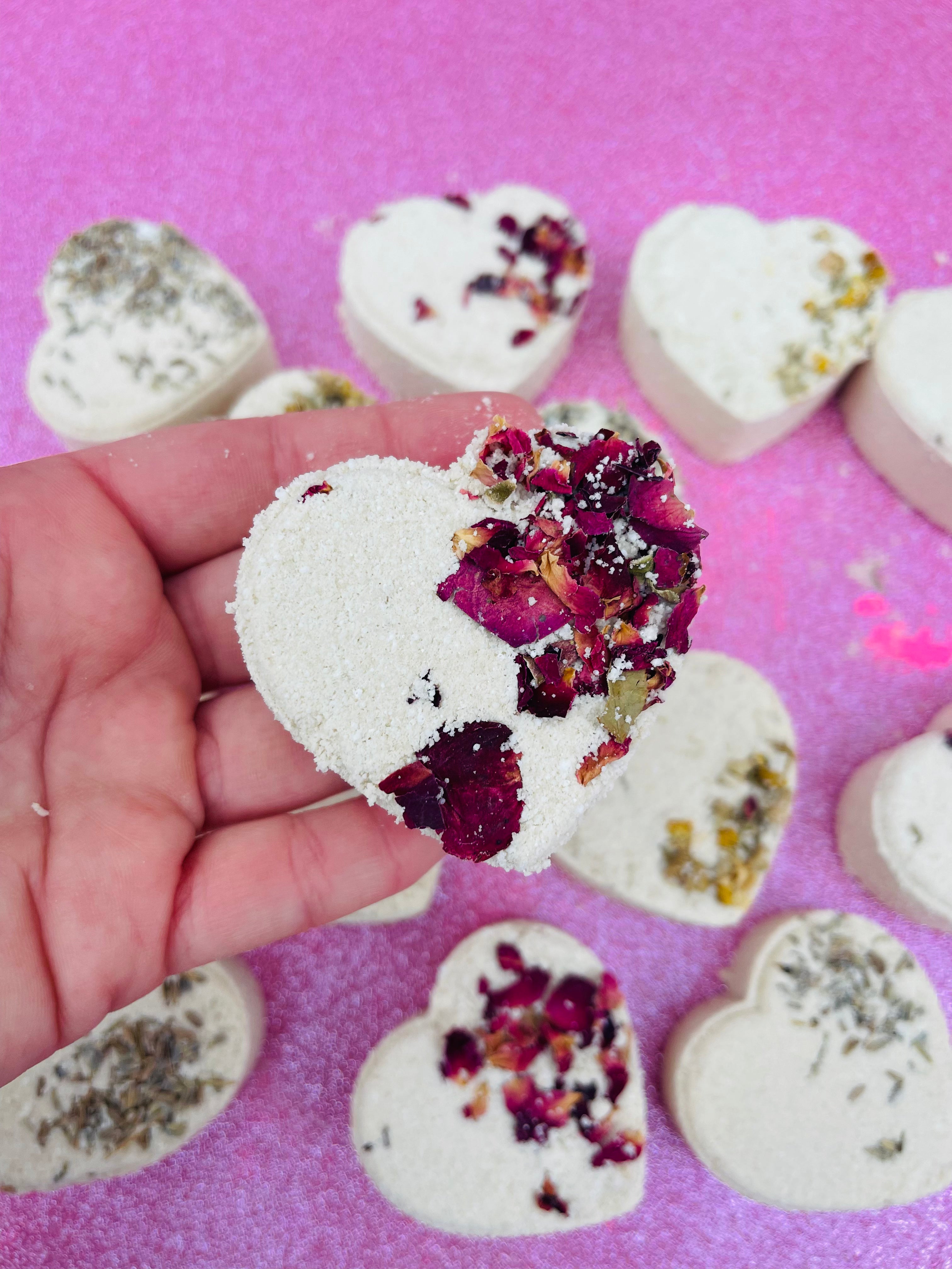 rose bath bomb with rosewood essential oil
