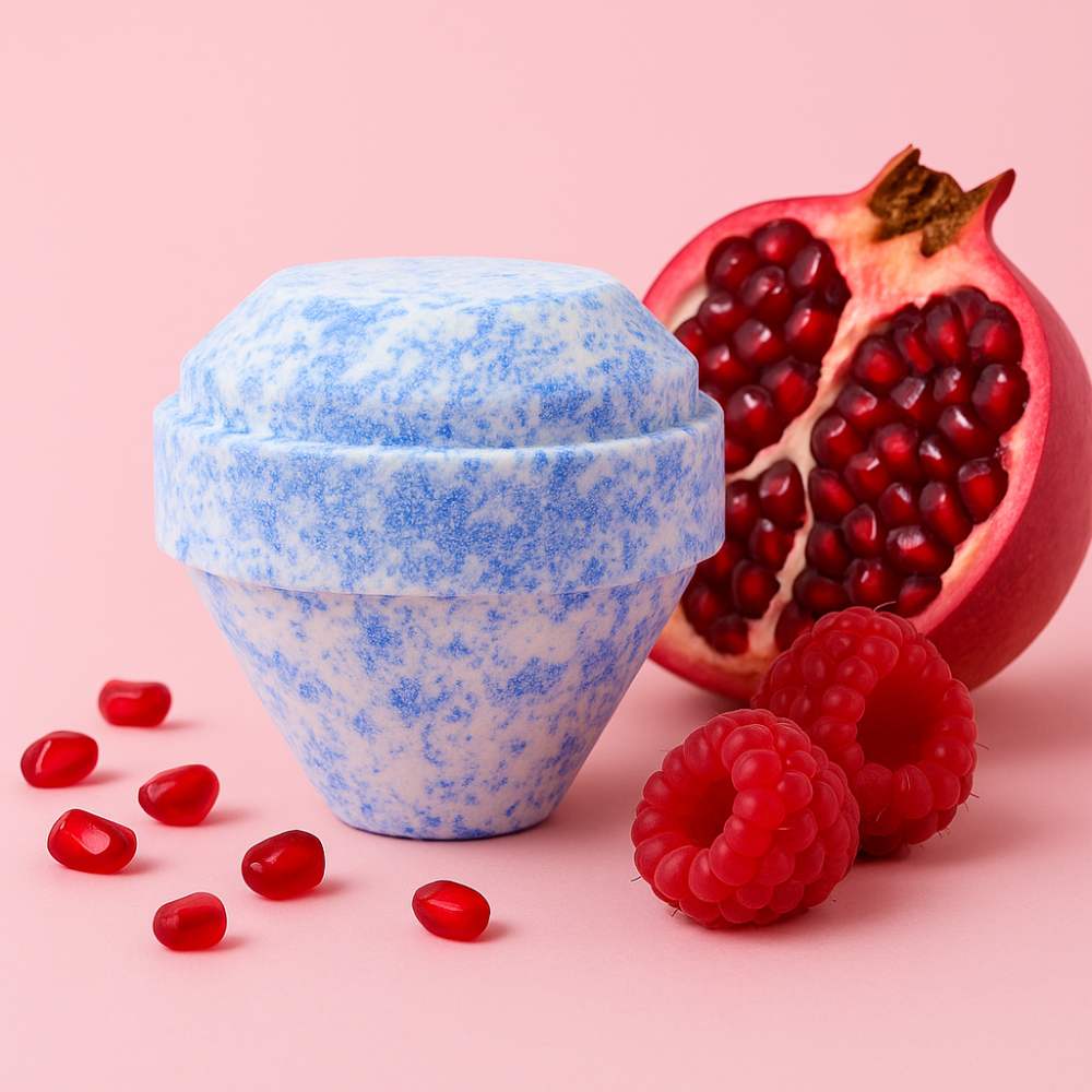 Gemstone Bath Bomb with Crystal Surprise – White & Blue