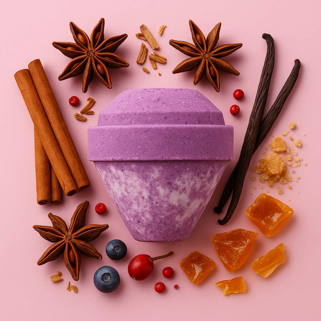 Gemstone Bath Bomb with Crystal Surprise – White & Purple