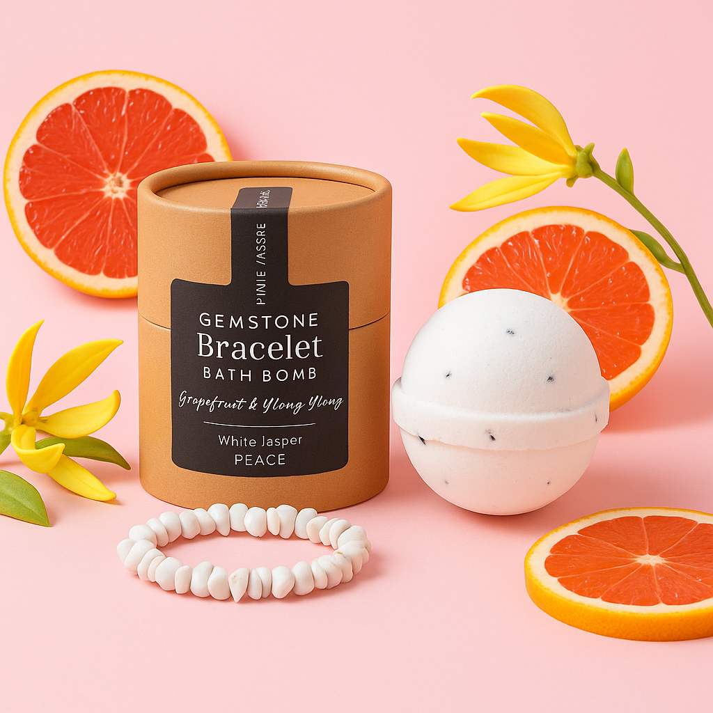 Jewellery Bath Bomb with Crystal Bracelet – White Jasper