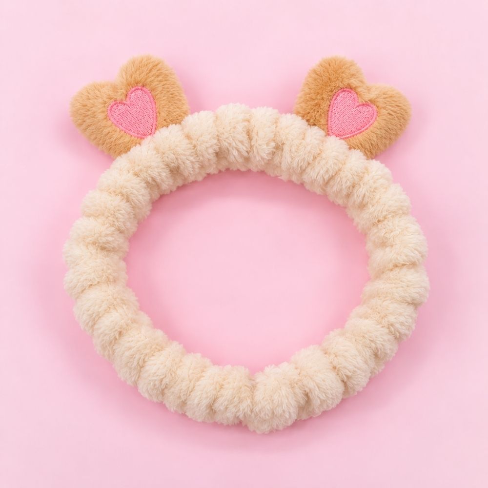 Makeup Headbands - heart ears beige