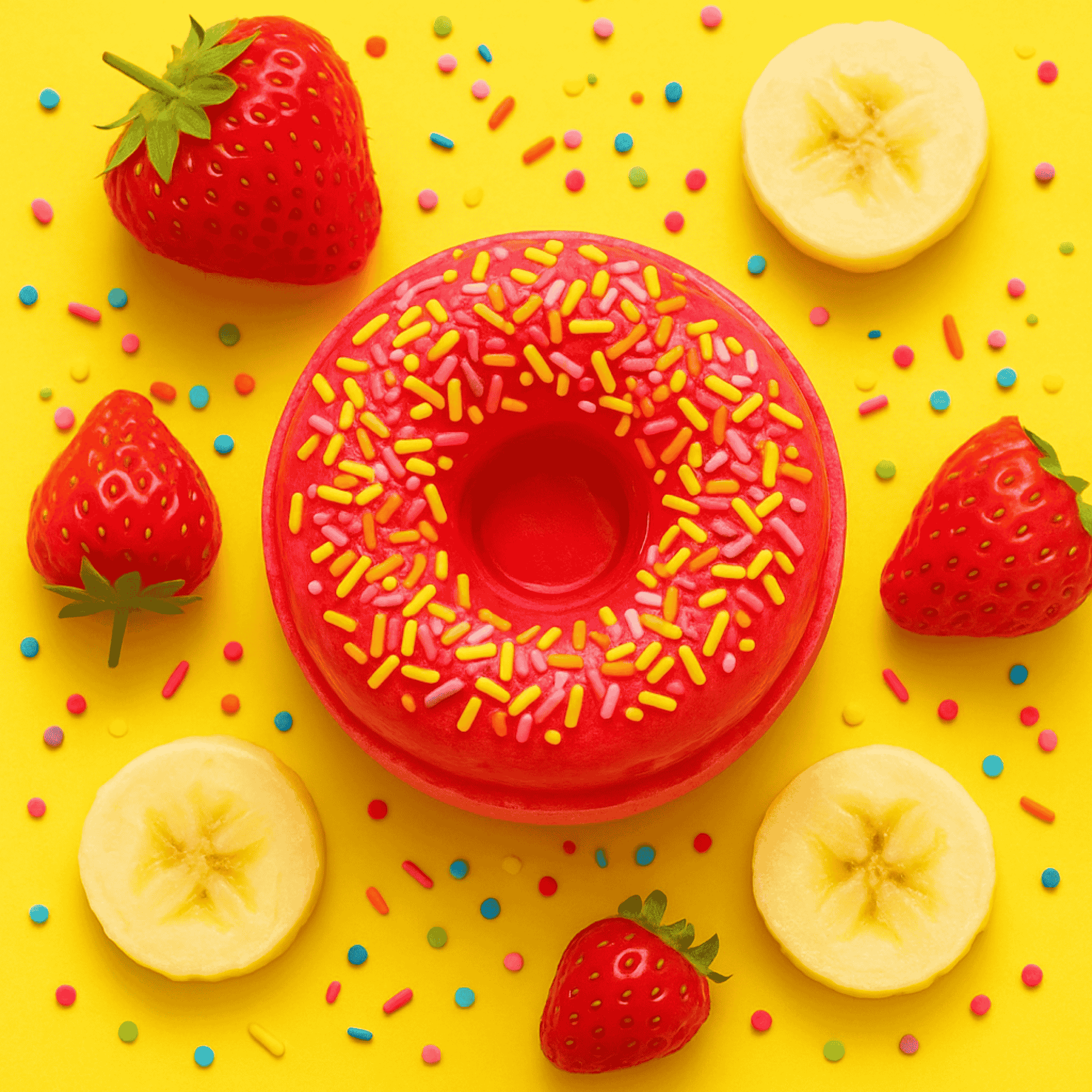 strawberry and banana bath donut