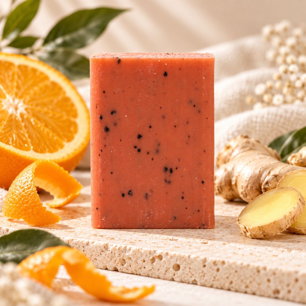Orange & Ginger Clay Soap with Yellow Clay