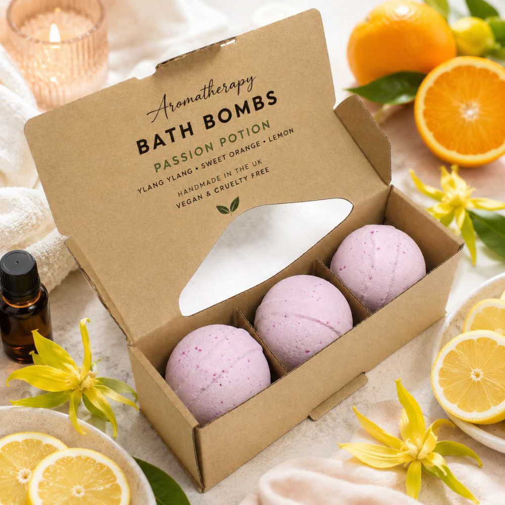Set of 3 Aromatherapy Bath Bombs - Passion Potion