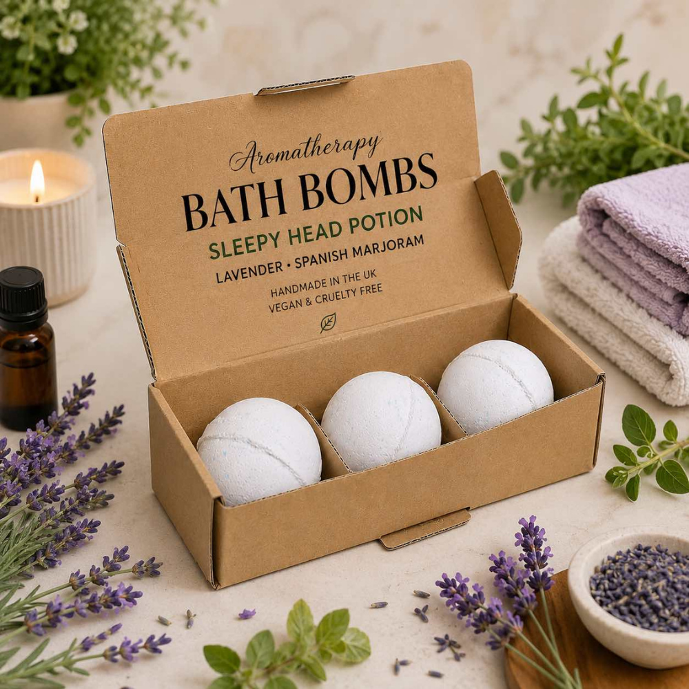 Set of 3 Aromatherapy Bath Bombs - Sleepy Head Potion