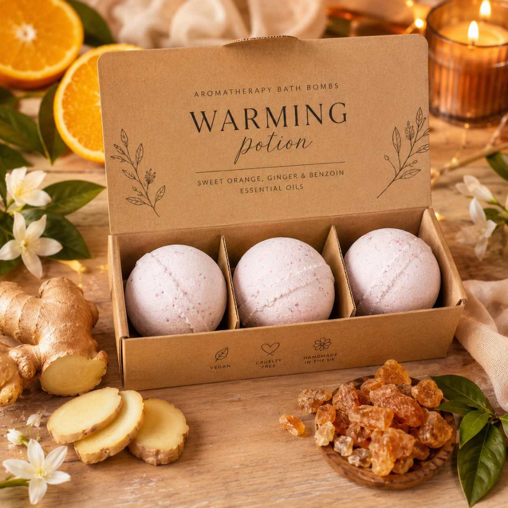 Set of 3 Aromatherapy Bath Bombs - Warming Potion