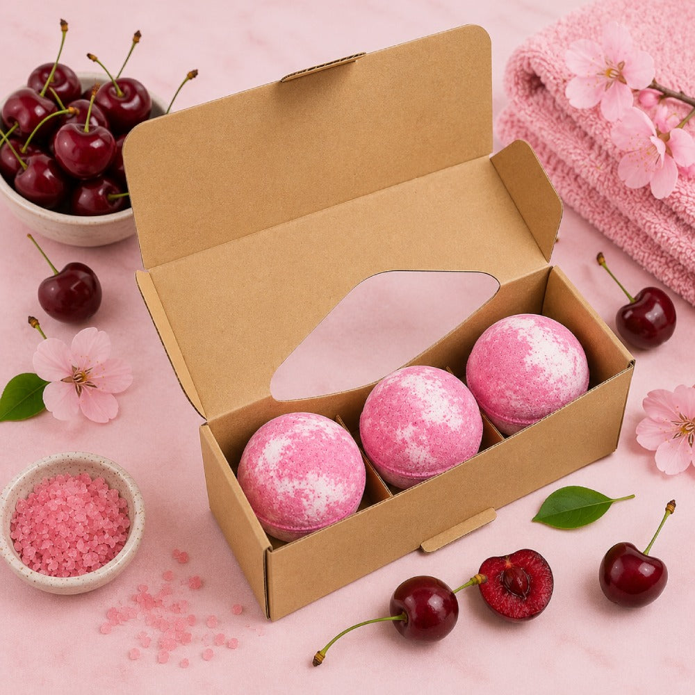 Set of 3 Cherry Jumbo Bath Bombs