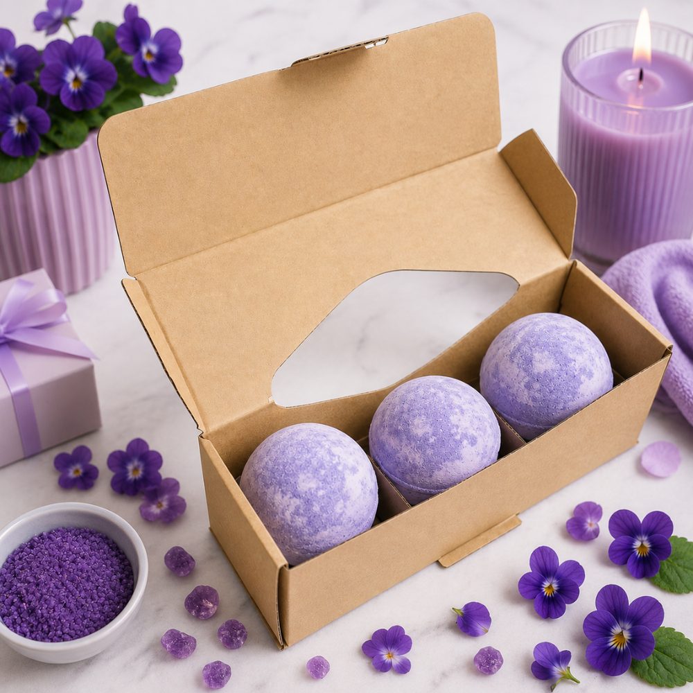 Set of 3 Yorkshire Violet Jumbo Bath Bombs