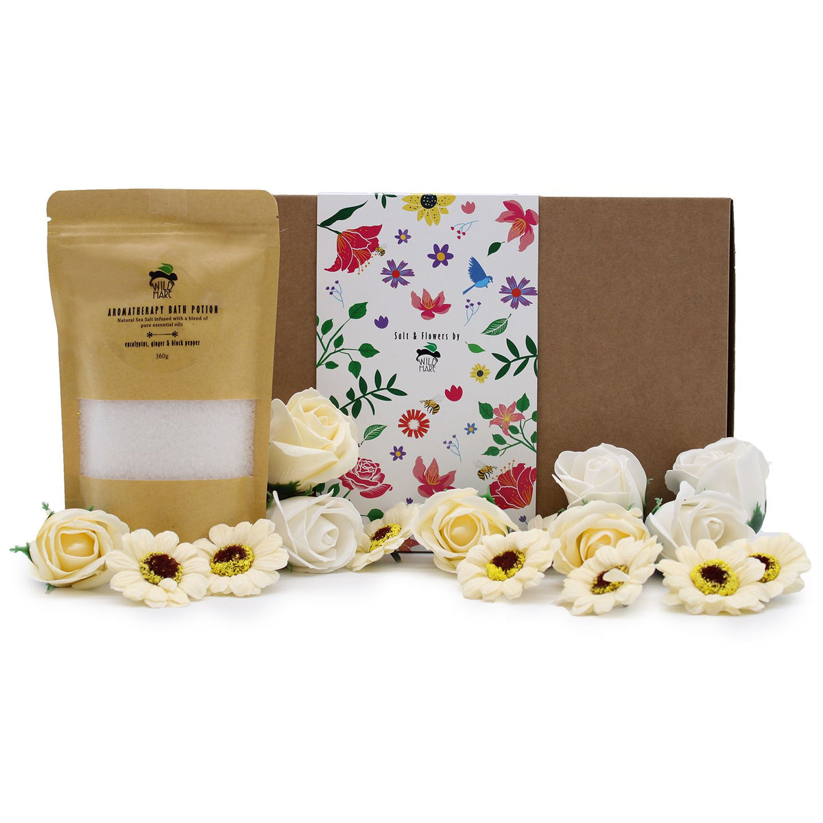 Eucalyptus, Ginger & Black Pepper Bath Salt & Soap Flower Gift Set