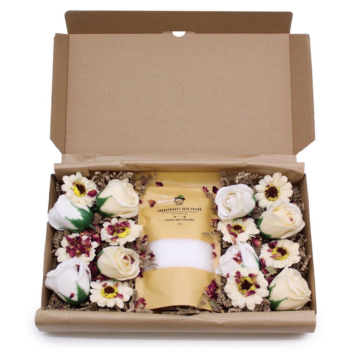 Eucalyptus, Ginger & Black Pepper Bath Salt & Soap Flower Gift Set