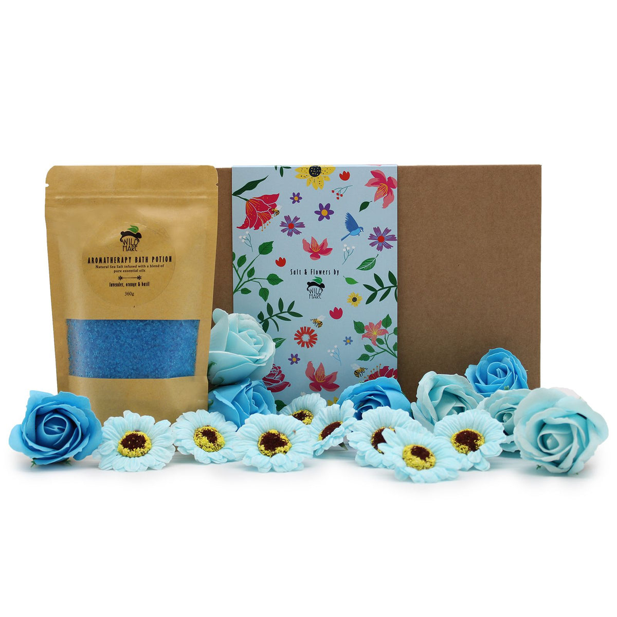 Lavender, Orange & Basil Bath Salt & Soap Flower Gift Set