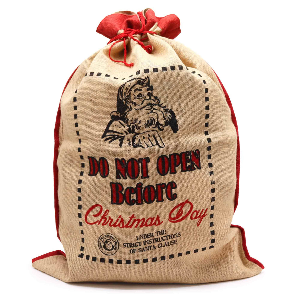 Do Not Open Before Christmas Day Jute Sack