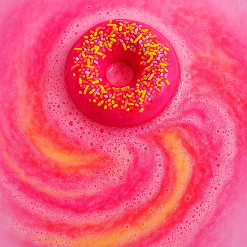 bath donut with strawberry and banana