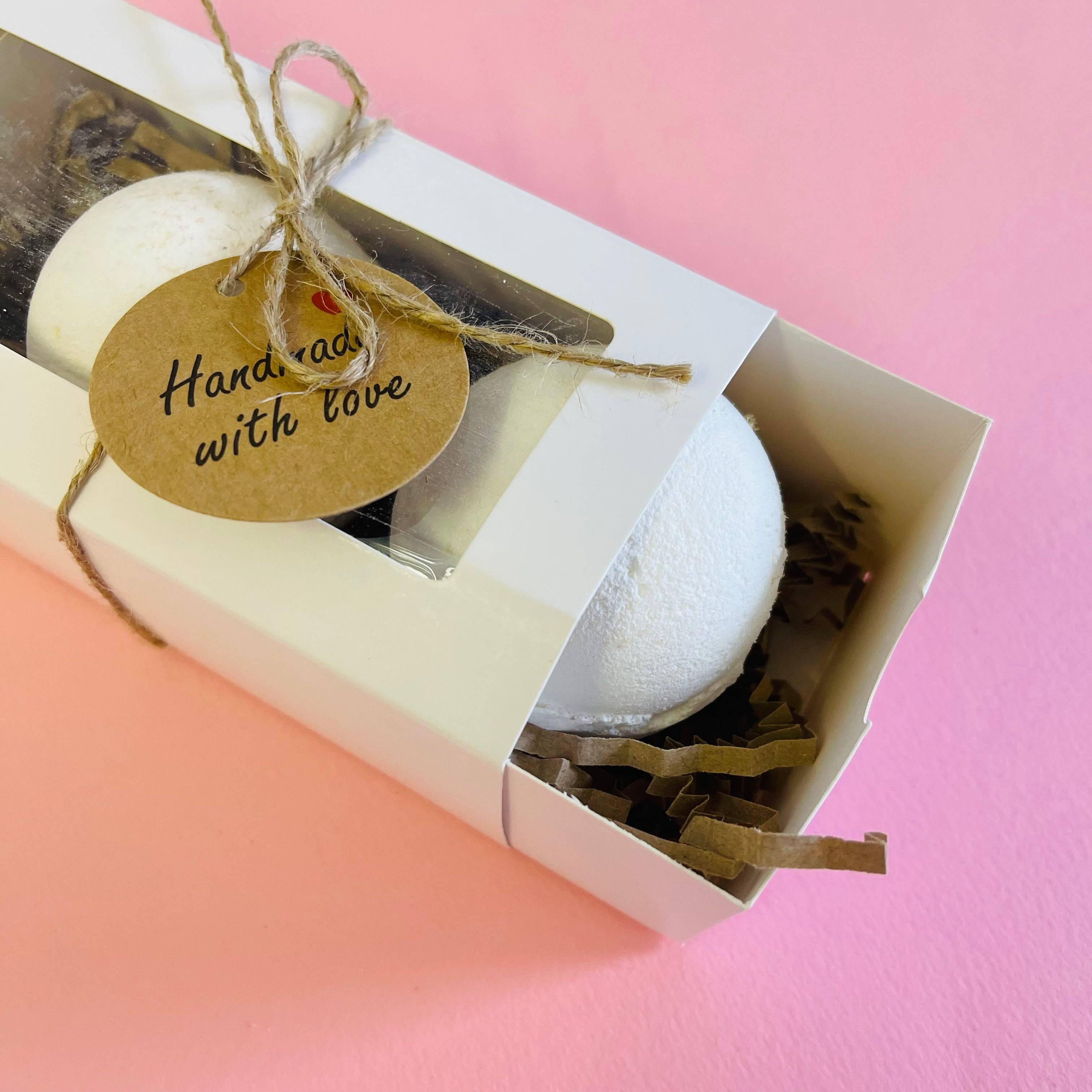 cute gift box with bath bombs