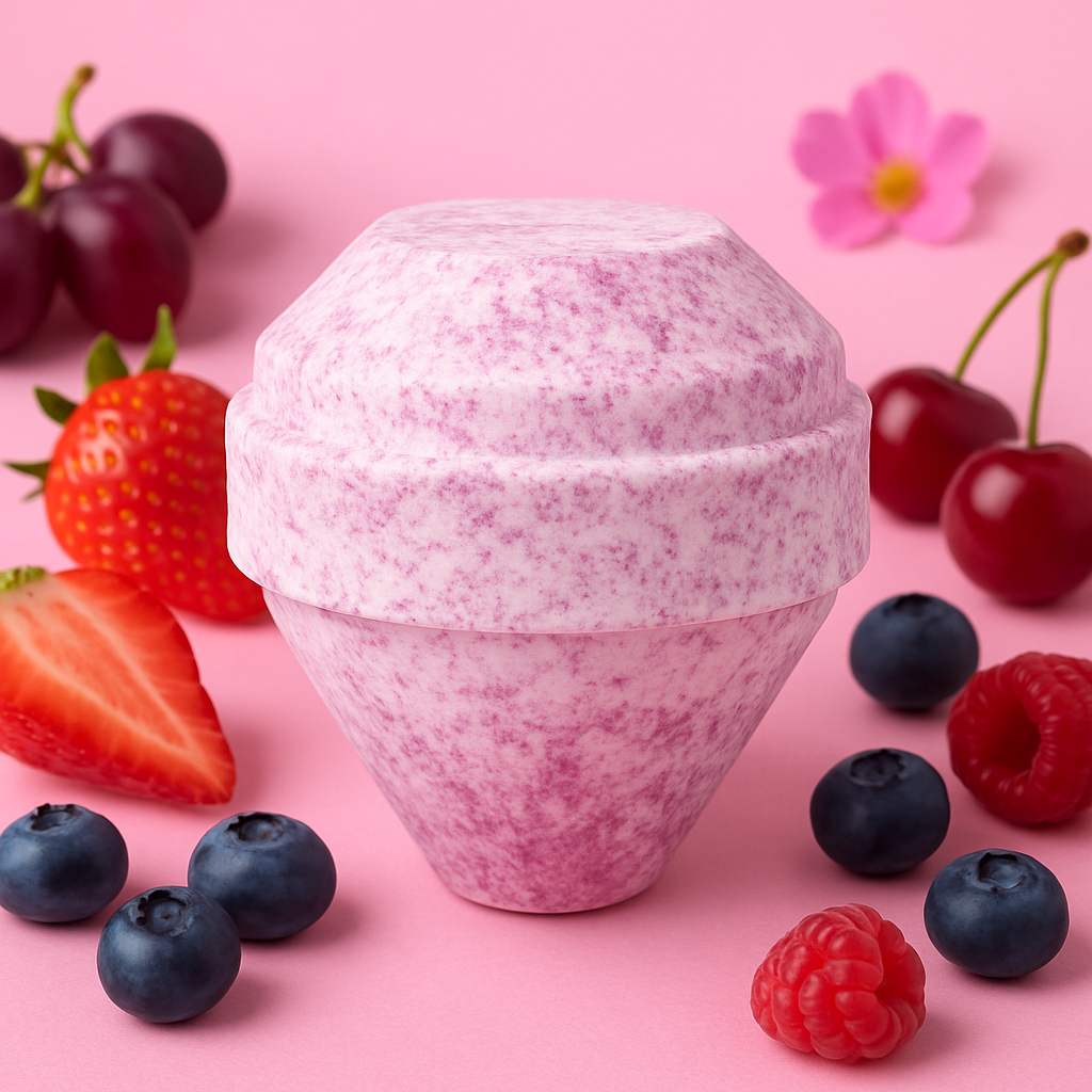 Gemstone Bath Bomb with Crystal Surprise – White & Red - Bella Forever