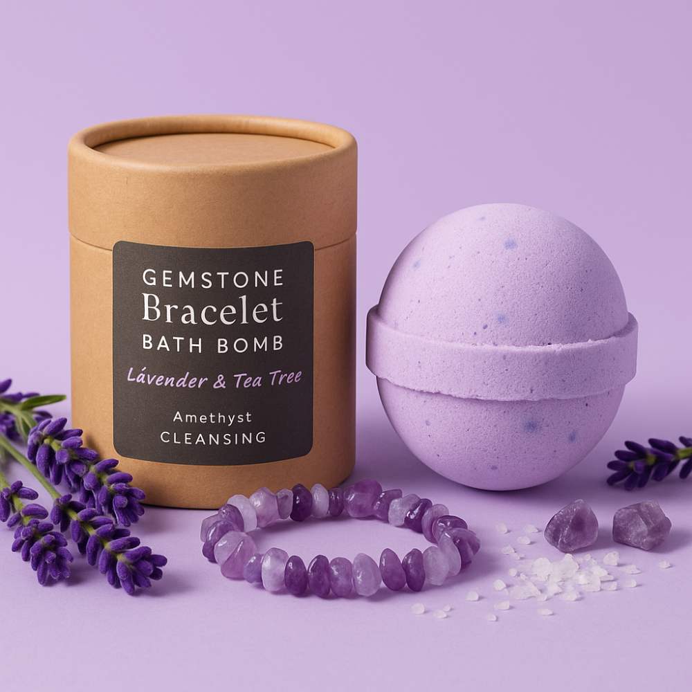 Jewellery Bath Bomb with Crystal Bracelet – Amethyst - Bella Forever