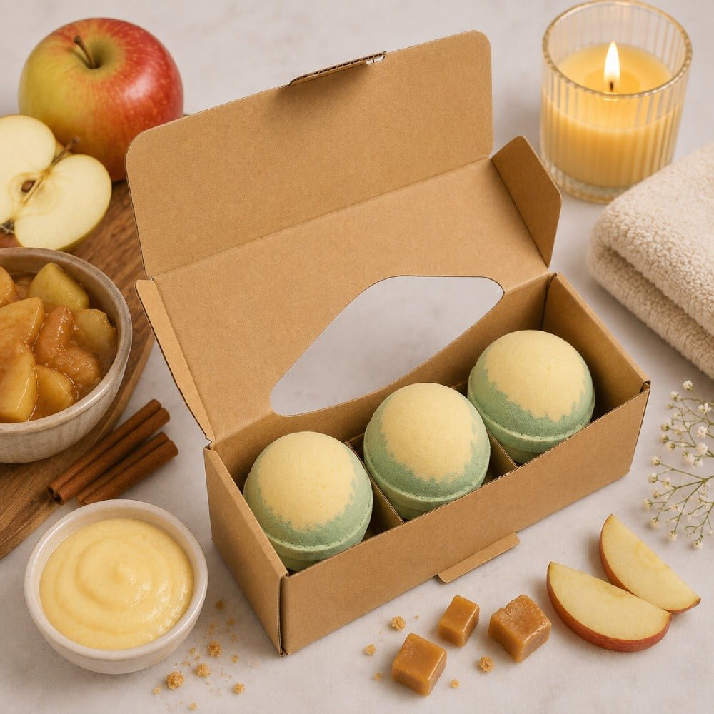 Set of 3 Apple Pie & Custard Jumbo Bath Bombs - Bella Forever
