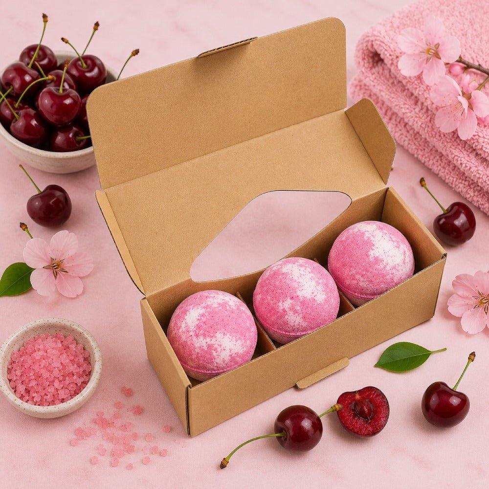 Set of 3 Cherry Jumbo Bath Bombs - Bella Forever