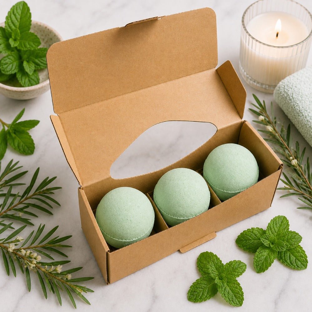 Set of 3 Peppermint & Tea Tree Jumbo Bath Bombs - Bella Forever