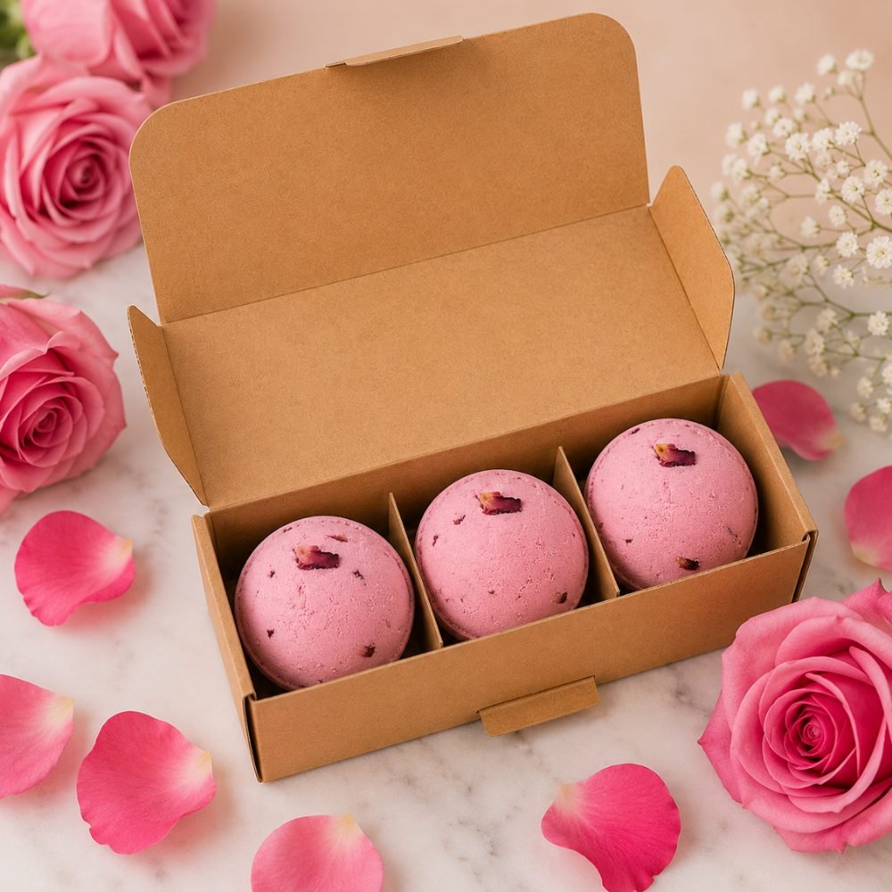 Set of 3 Rose & Petals Jumbo Bath Bombs - Bella Forever