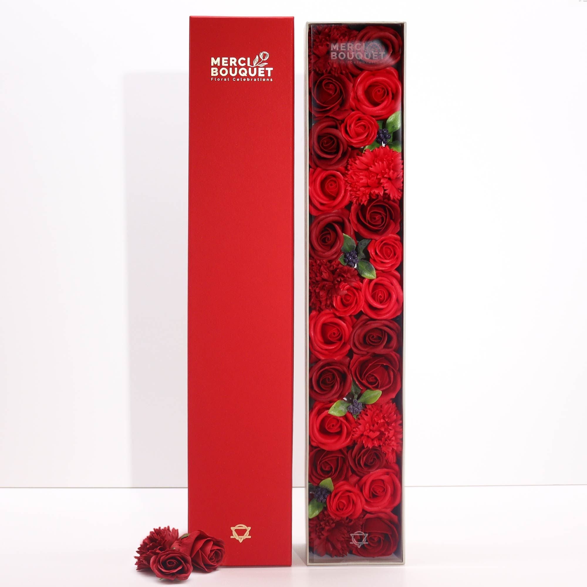 Soap Flower Extra Long Box – Classic Red Roses - Bella Forever