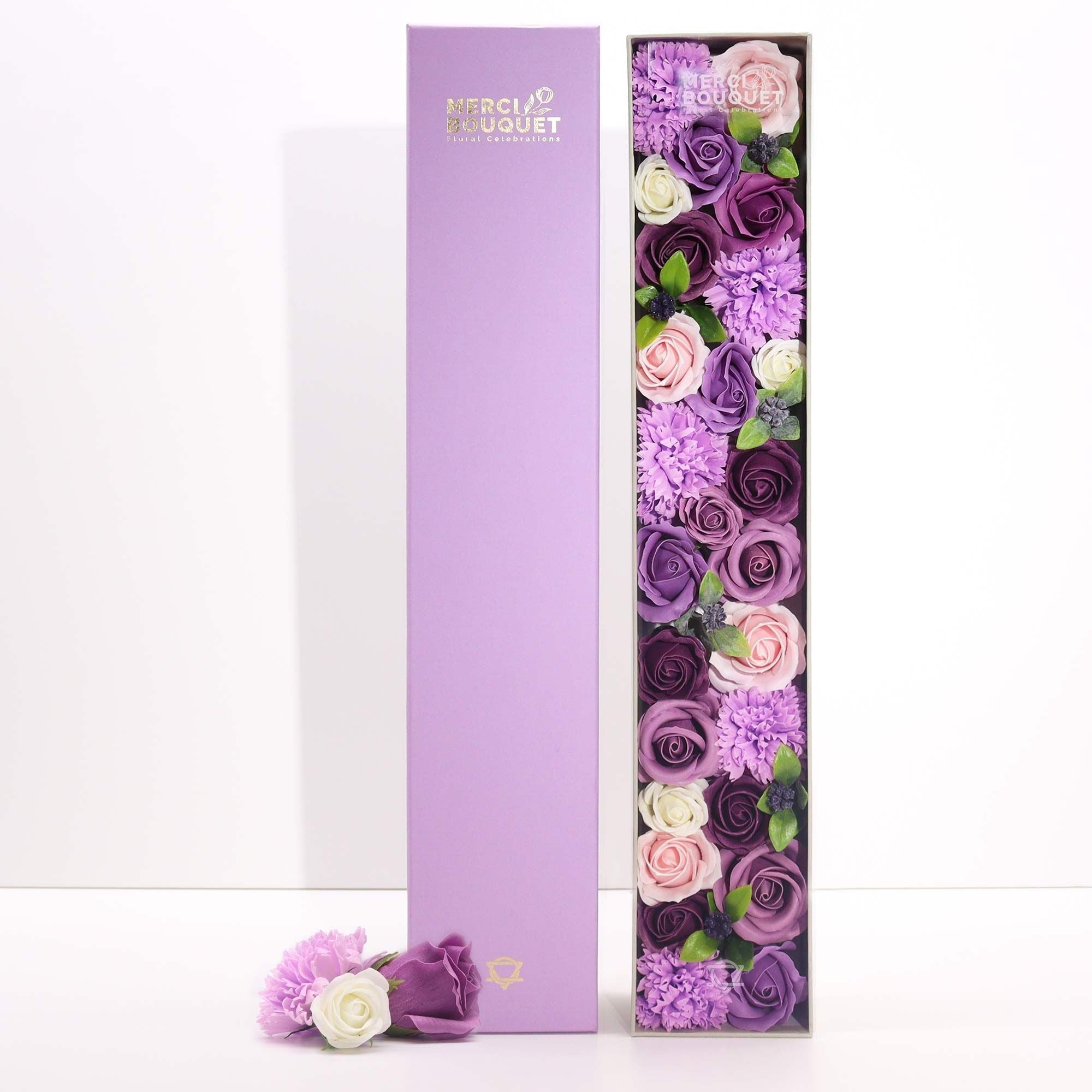 Soap Flower Extra Long Box – Lavender Rose & Carnation - Bella Forever