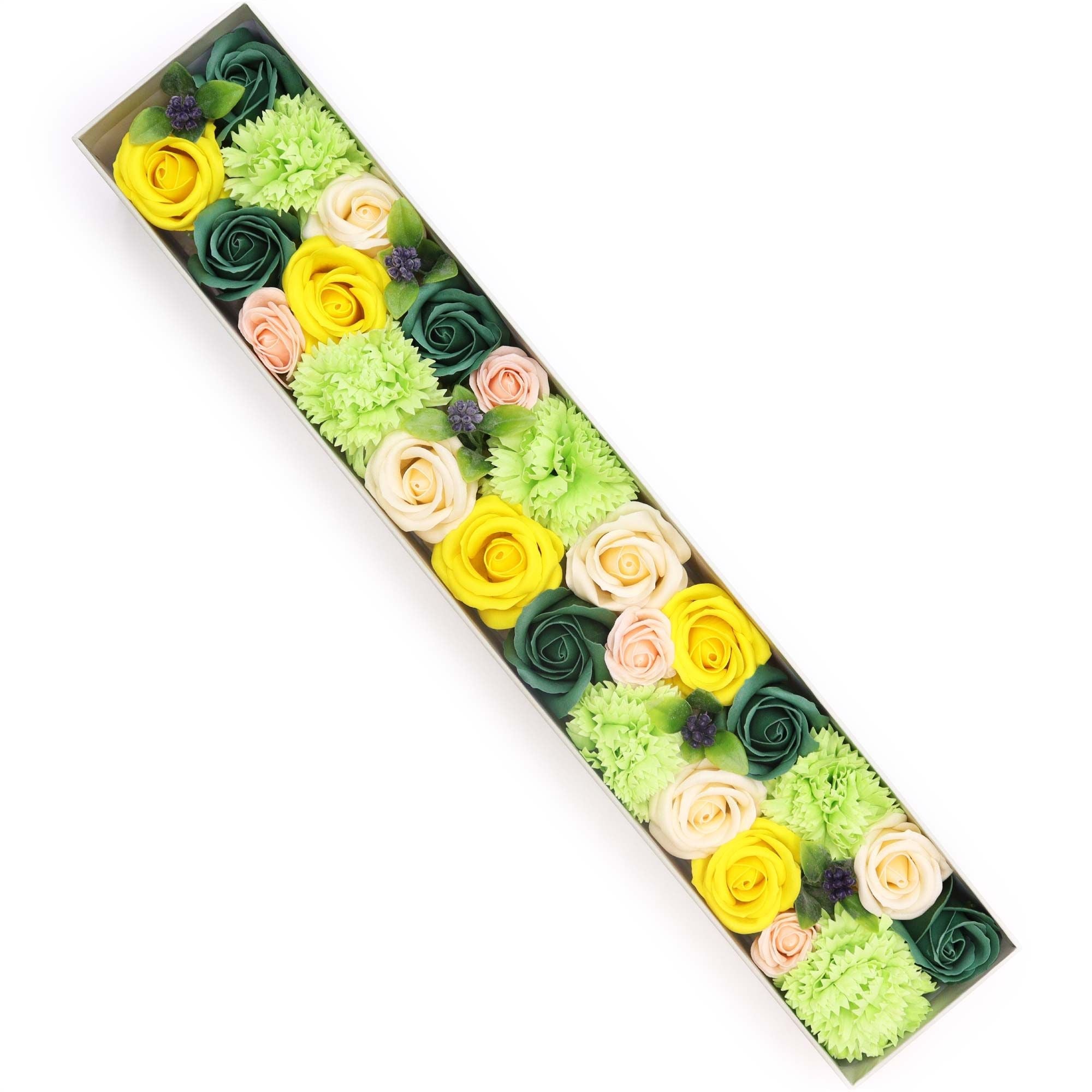 Soap Flower Extra Long Box – Spring Celebrations – Yellow & Greens - Bella Forever