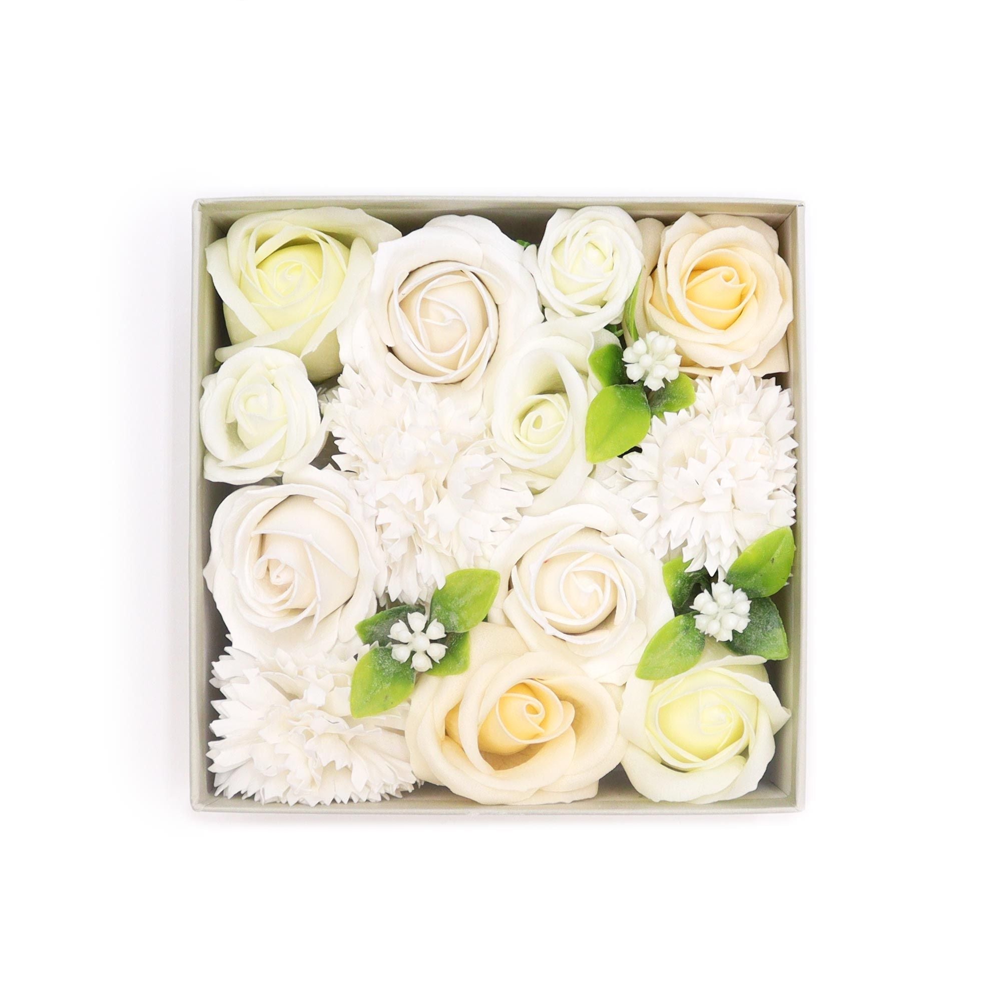 Square Soap Flower Gift Box - White & Ivory Wedding Blessings - Bella Forever