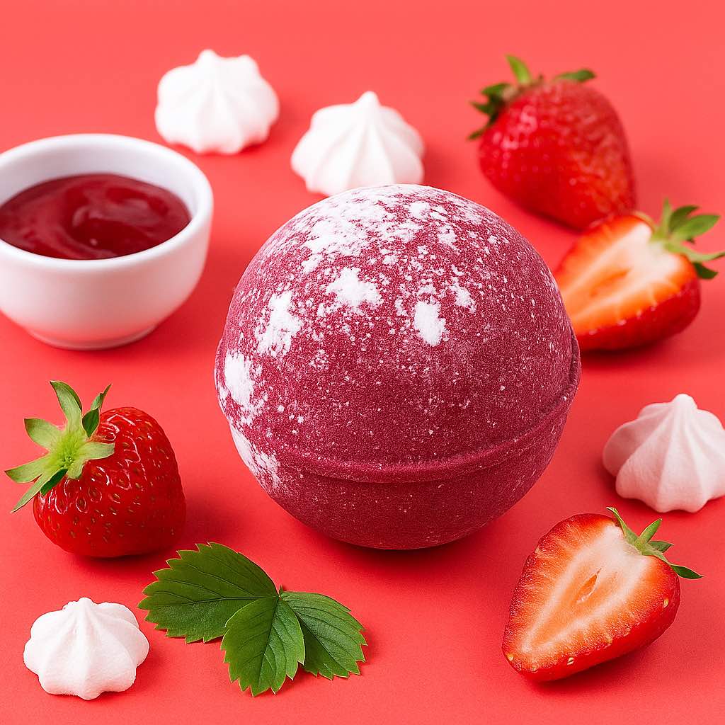 Strawberry Pavlova Bath Bomb - Red & White - Bella Forever