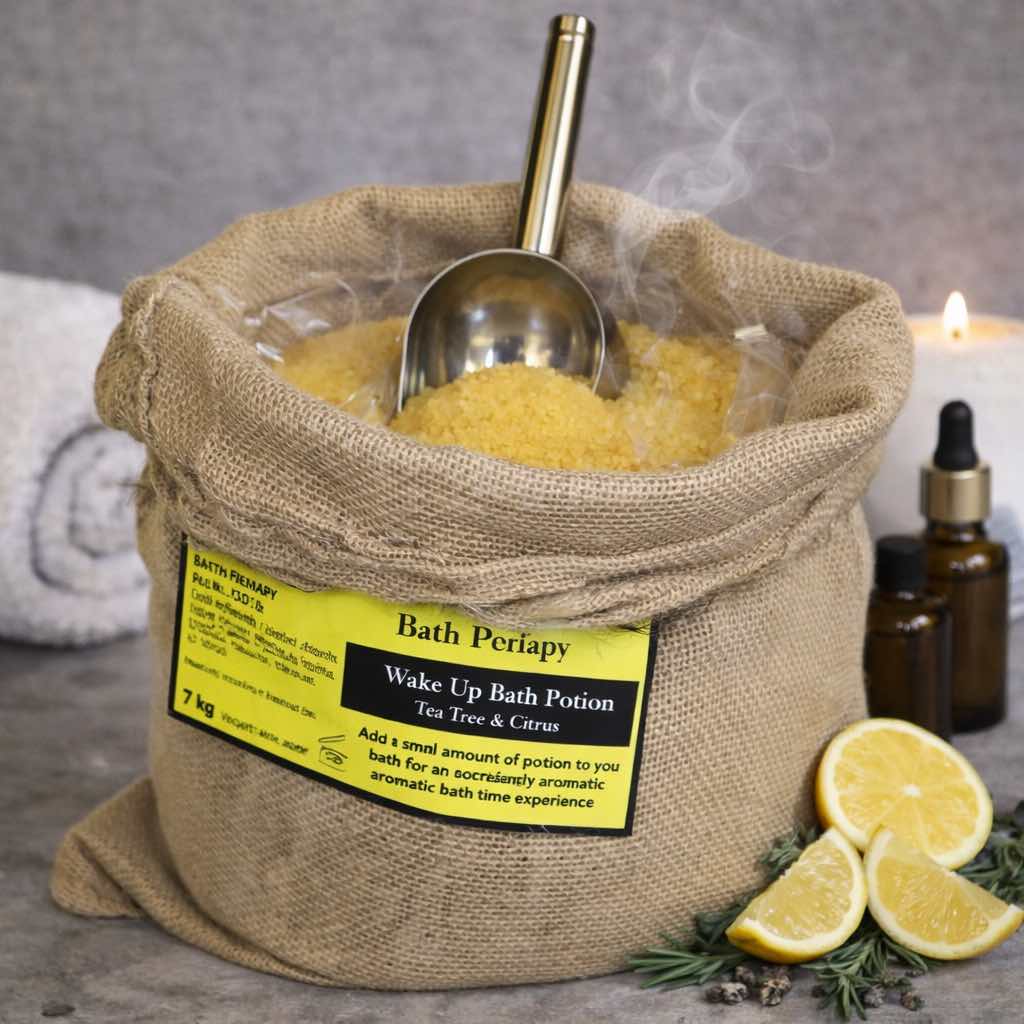 Wake Up Bath Potion – Tea Tree & Citrus in 7kg Hessian Sack - Bella Forever